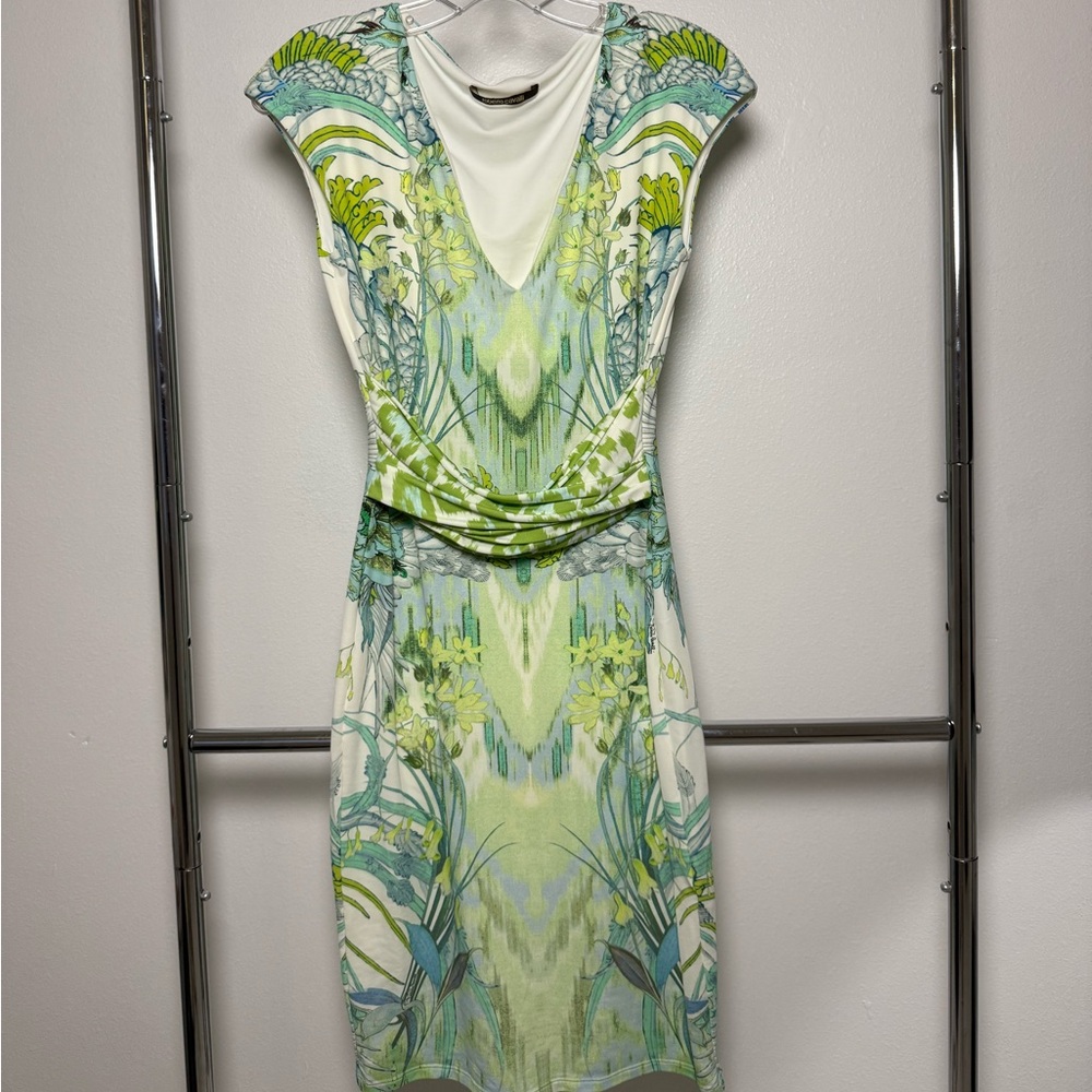 Roberto Cavalli Tropical Green and Blue Midi Dress